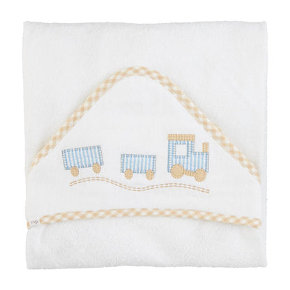Mud Pie Train Applique Hooded Towel