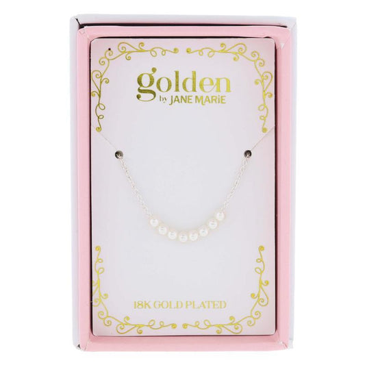 Kids 18K White Gold Plated Mini Pearl Beaded Portion Necklace