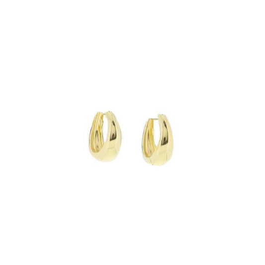 18K Gold Plated Varying Width Hoop Huggie Earrings