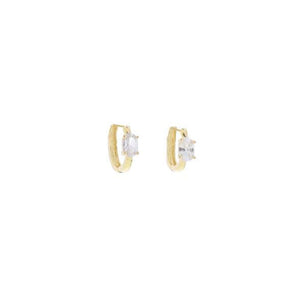 18K Gold Plated Hoop Huggie with Clear Large Crystal Oval Earrings