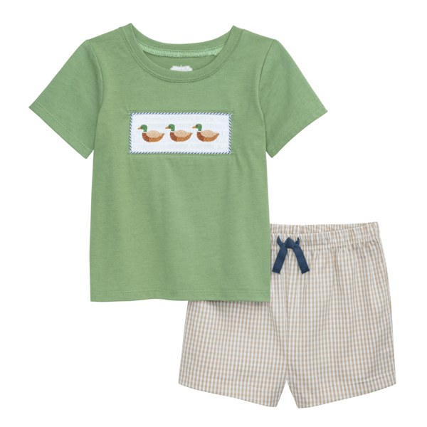 Mud Pie Mallard Duck Smock Short Set