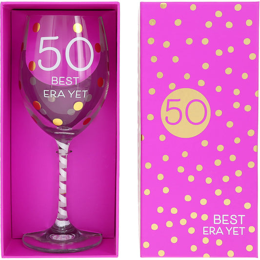 50th Gift Boxed 16 oz Crystal Wine Glass