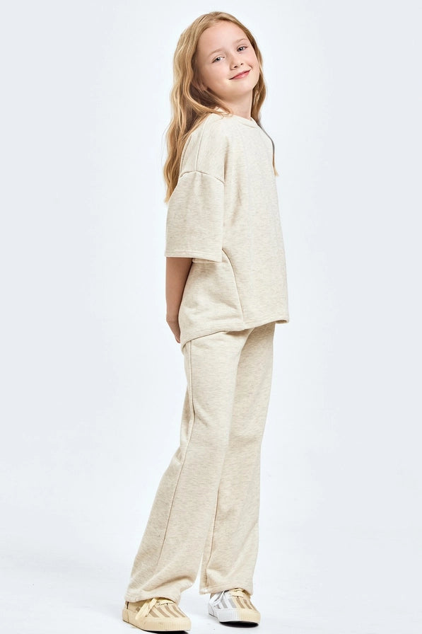 Youth Light Gray French Terry Top & Pant Set