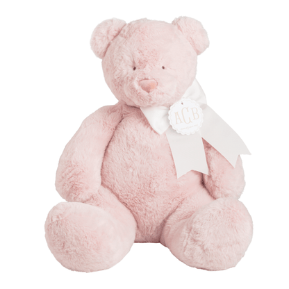 Mud Pie Large Pink Monogram Me Bear Plush Pal