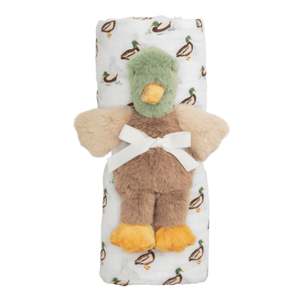 Mud Pie Mallard Swaddle & Rattle Set