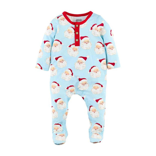Mud Pie Blue Vintage Santa Baby Sleeper