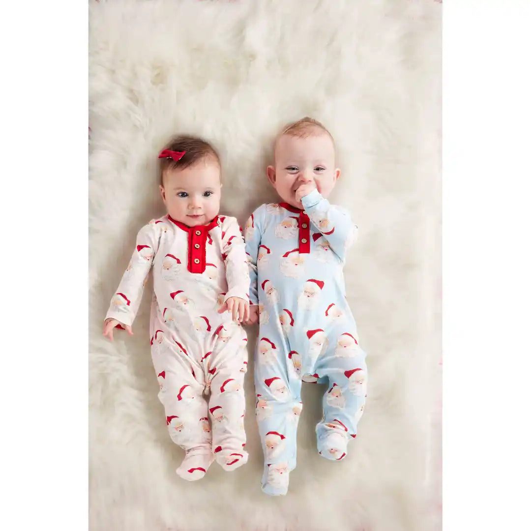 Mud Pie Blue Vintage Santa Baby Sleeper