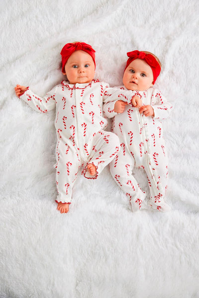 Mud Pie Candy Cane Sleeper & Headband Set