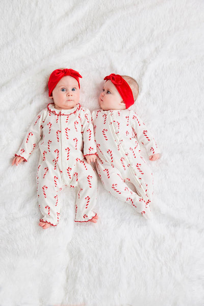 Mud Pie Candy Cane Sleeper & Headband Set