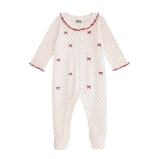 Mud Pie Christmas Bow Embroidery Sleeper