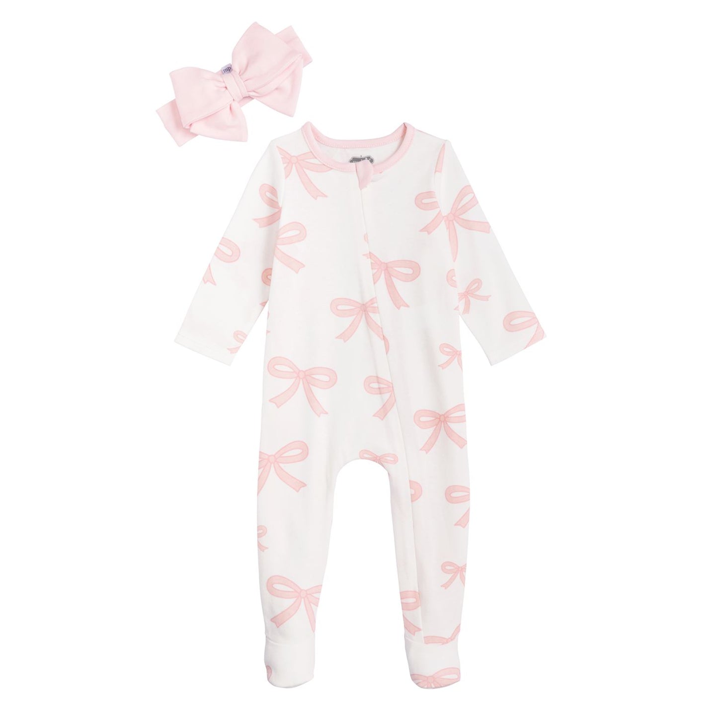 Mud Pie Bow Print Sleeper & Headband Set