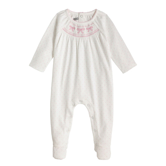 Mud Pie Pink Bow Smocked Sleeper