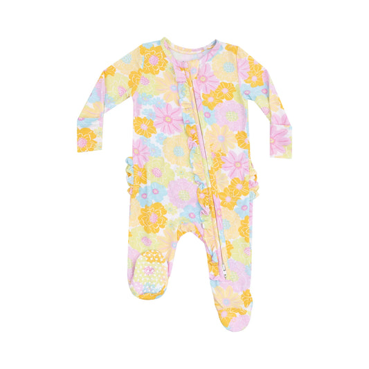 Angel Dear Sunny Dahlias 2-Way Ruffle Zipper Footie