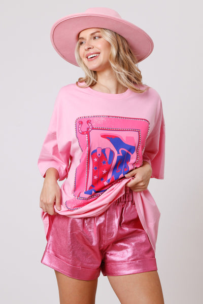 Pink Cowgirl Boots Card Tee