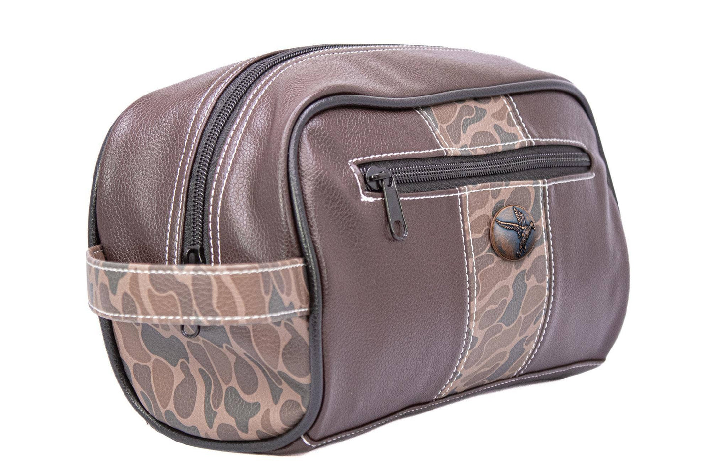 Green & Grey Mallard Brown Pebble Dopp Bag