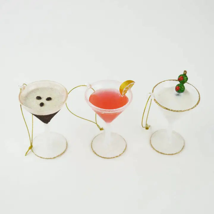 Martini Glass Ornament Set