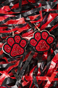 Black & Red Spirit Paw Print Earrings