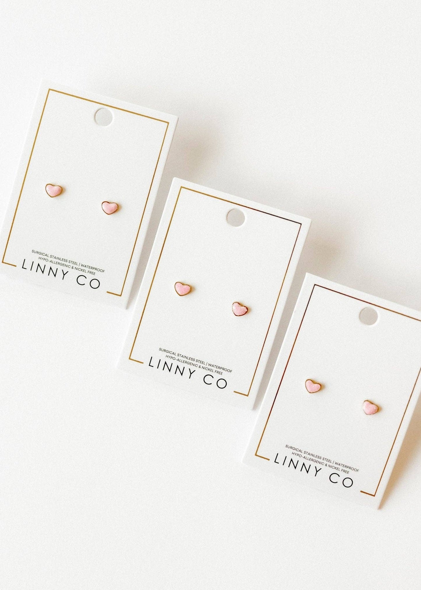 Nora Heart Pink Screwback Stud Earrings