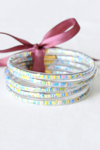 Pastel Squares Stackable Jelly Bangle Bracelets