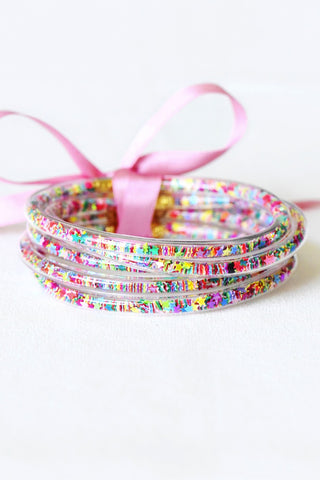 Light Pink Star Stackable Jelly Bangle Bracelets