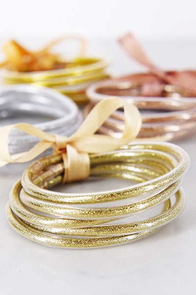 Gold Glitter Stackable Jelly Bangle Bracelets