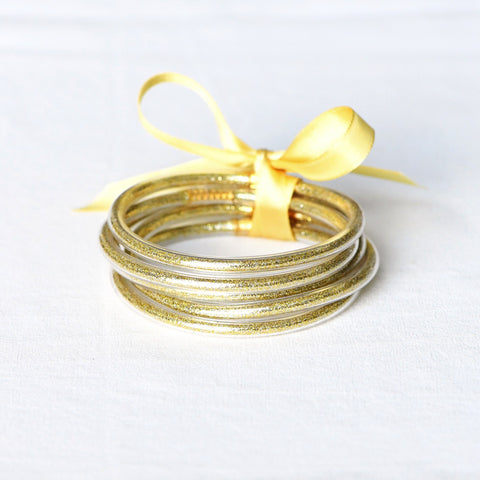 Gold Glitter Stackable Jelly Bangle Bracelets