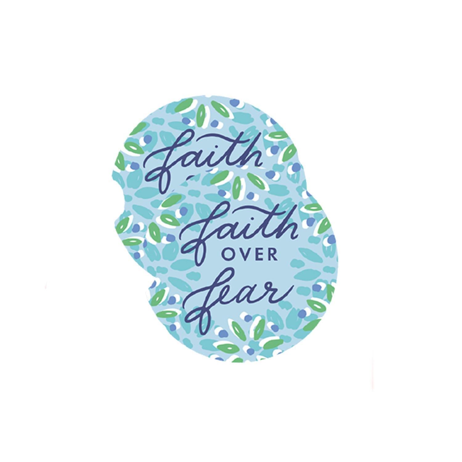 Faith Over Fear Car Coaster Set