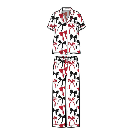 Red & Black Charlotte Bow Pant Set