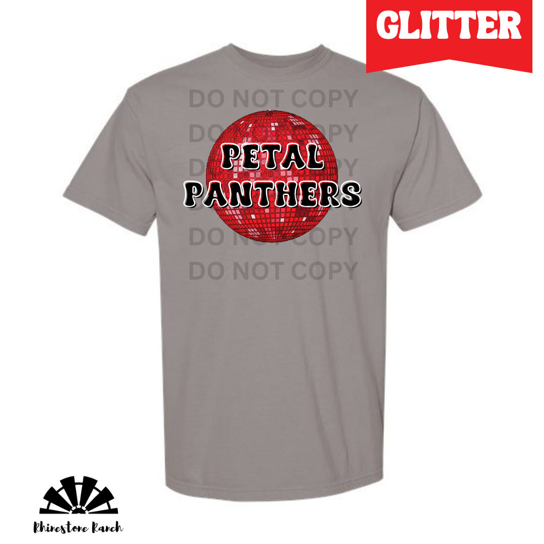 Grey Glitter Petal Panthers Disco Tee