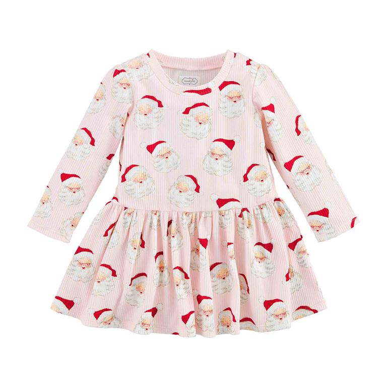 Mud Pie Pink Vintage Santa Toddler Dress