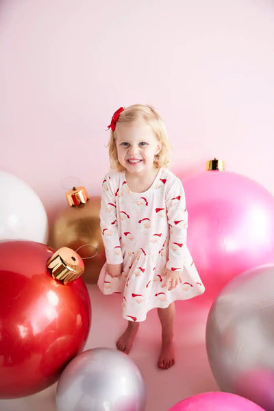 Mud Pie Pink Vintage Santa Toddler Dress