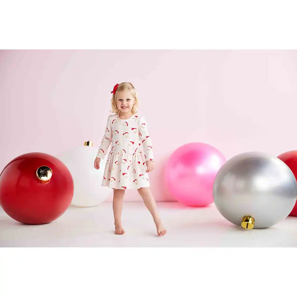 Mud Pie Pink Vintage Santa Toddler Dress