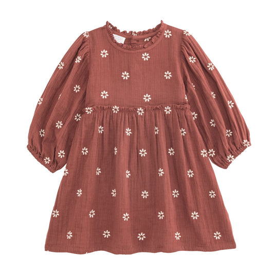 Mud Pie Daisy Embroidered Crinkle Dress