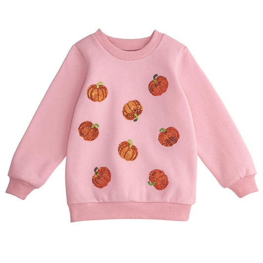 Mud Pie Pink Sequin Pumpkin Sweatshirt