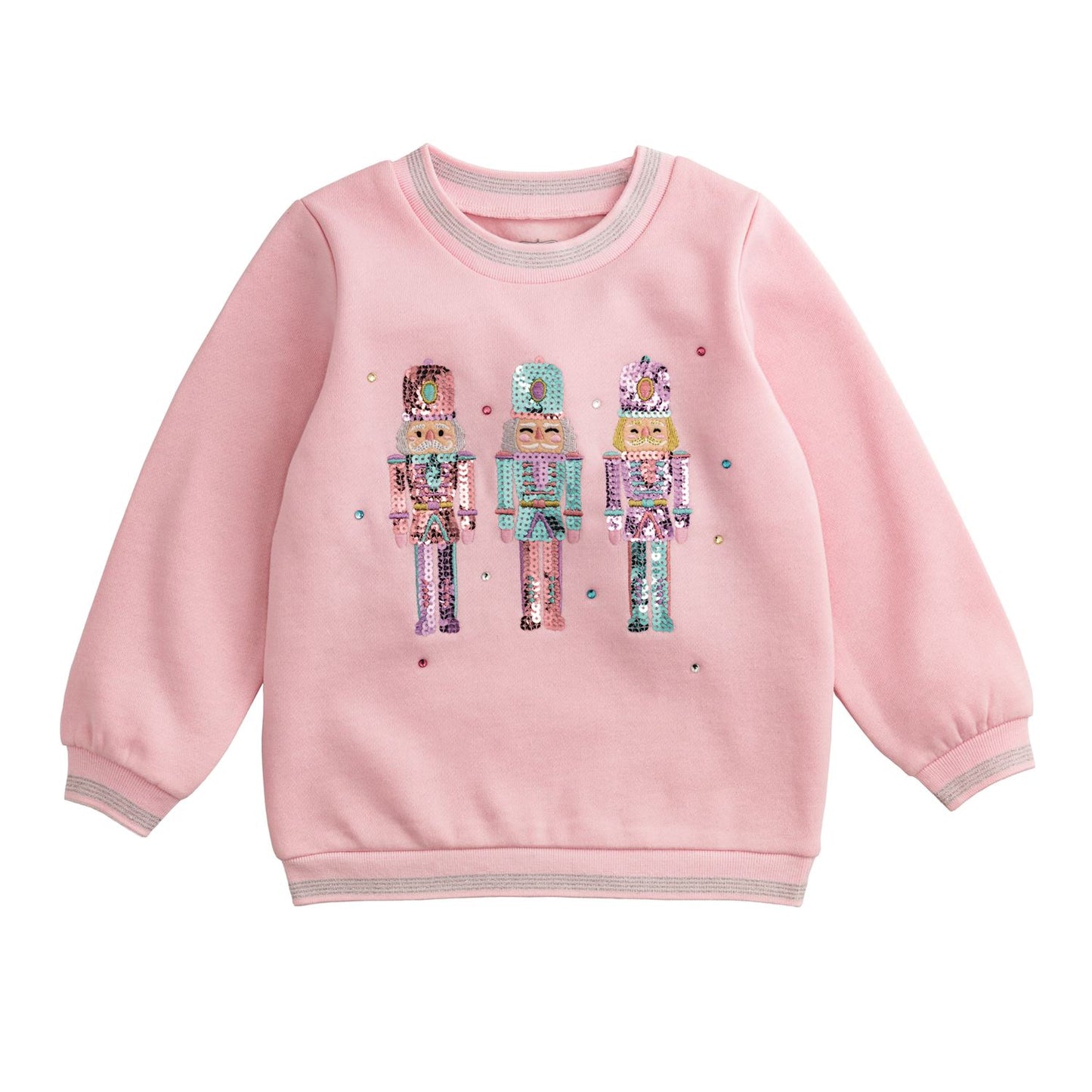 Mud Pie Pink Nutcracker Sequin Sweatshirt