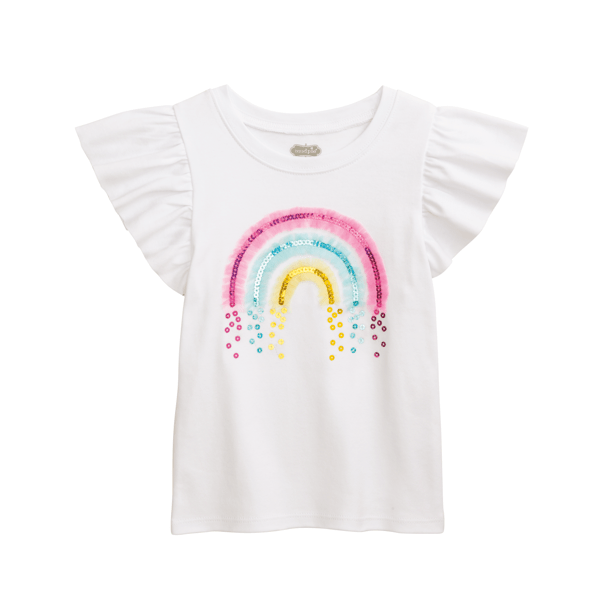 Mud Pie White Rainbow Girly Sparkle Tees