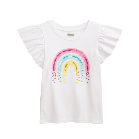 Mud Pie White Rainbow Girly Sparkle Tees