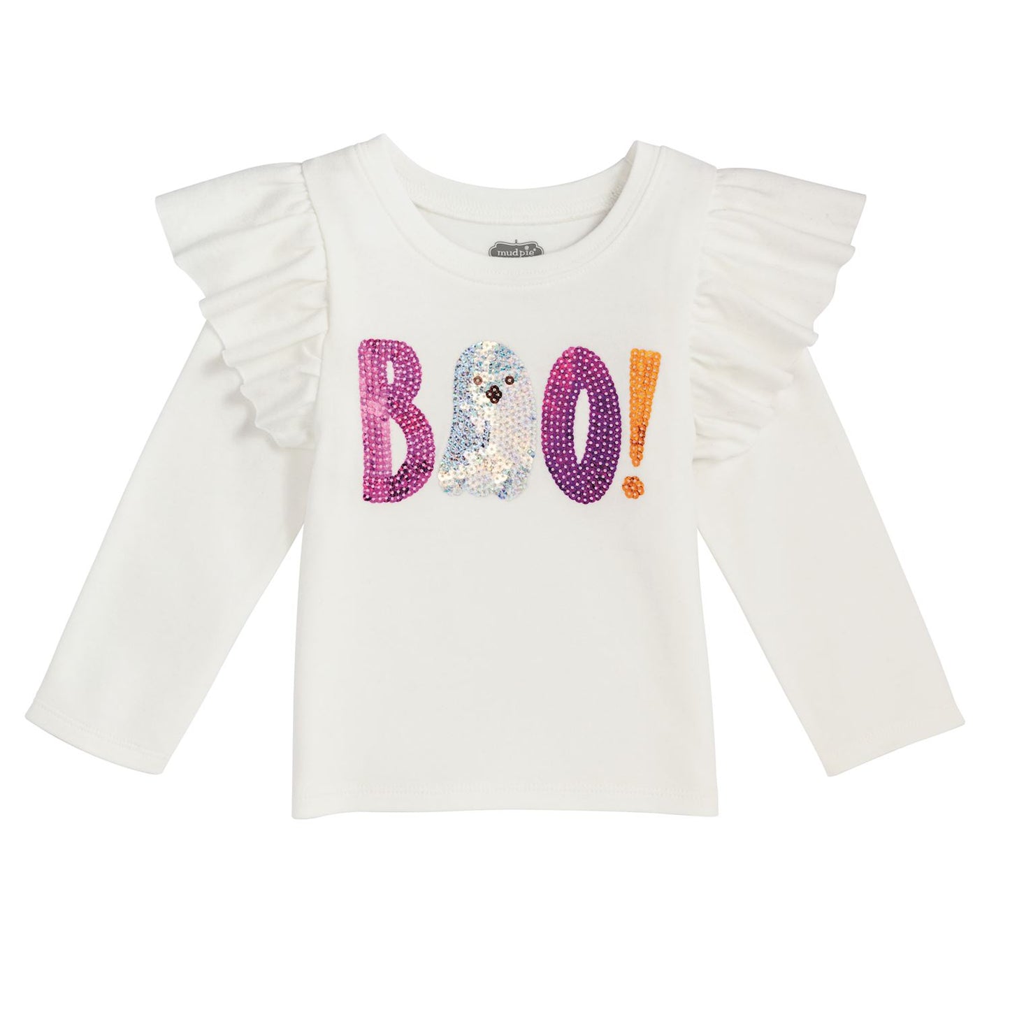 Mud Pie White Halloween Sequin Tee