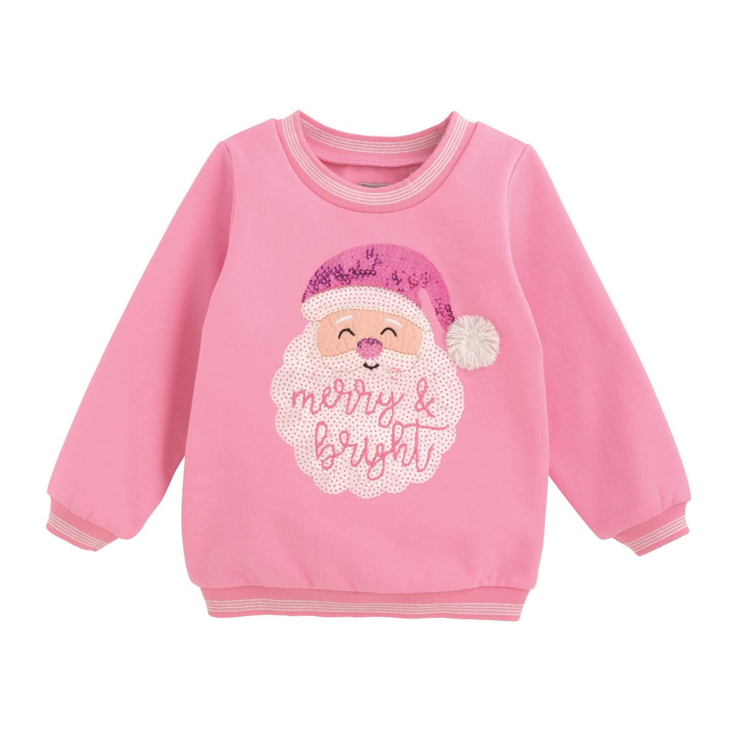 Mud Pie Pink Sparkle Santa Sweatshirt