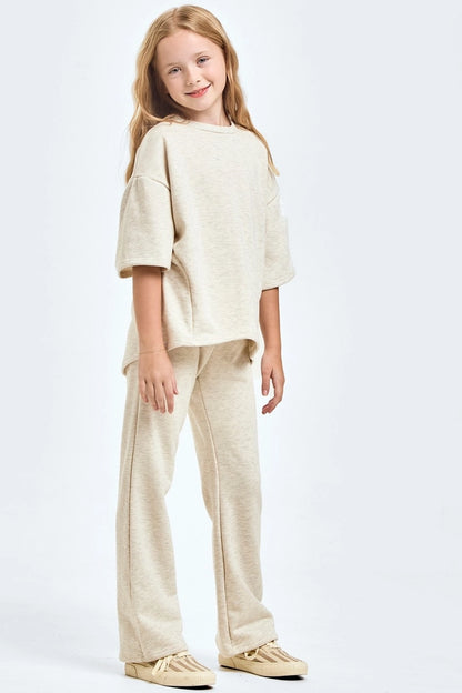 Youth Light Gray French Terry Top & Pant Set