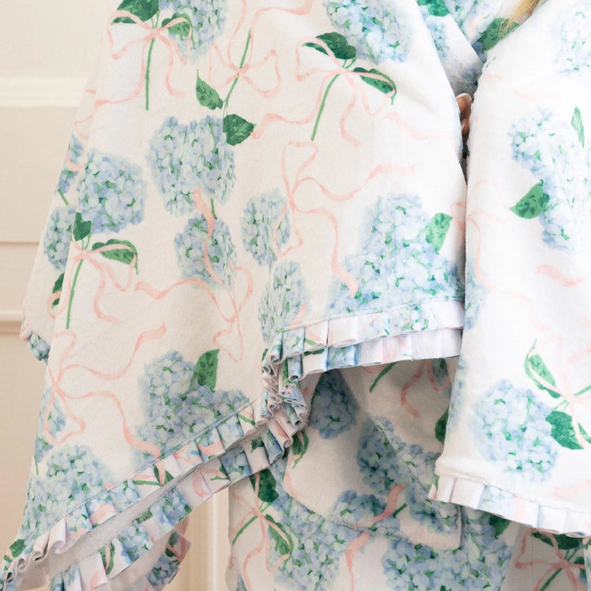 Hydrangea Ribbons Luxe Throw Blanket