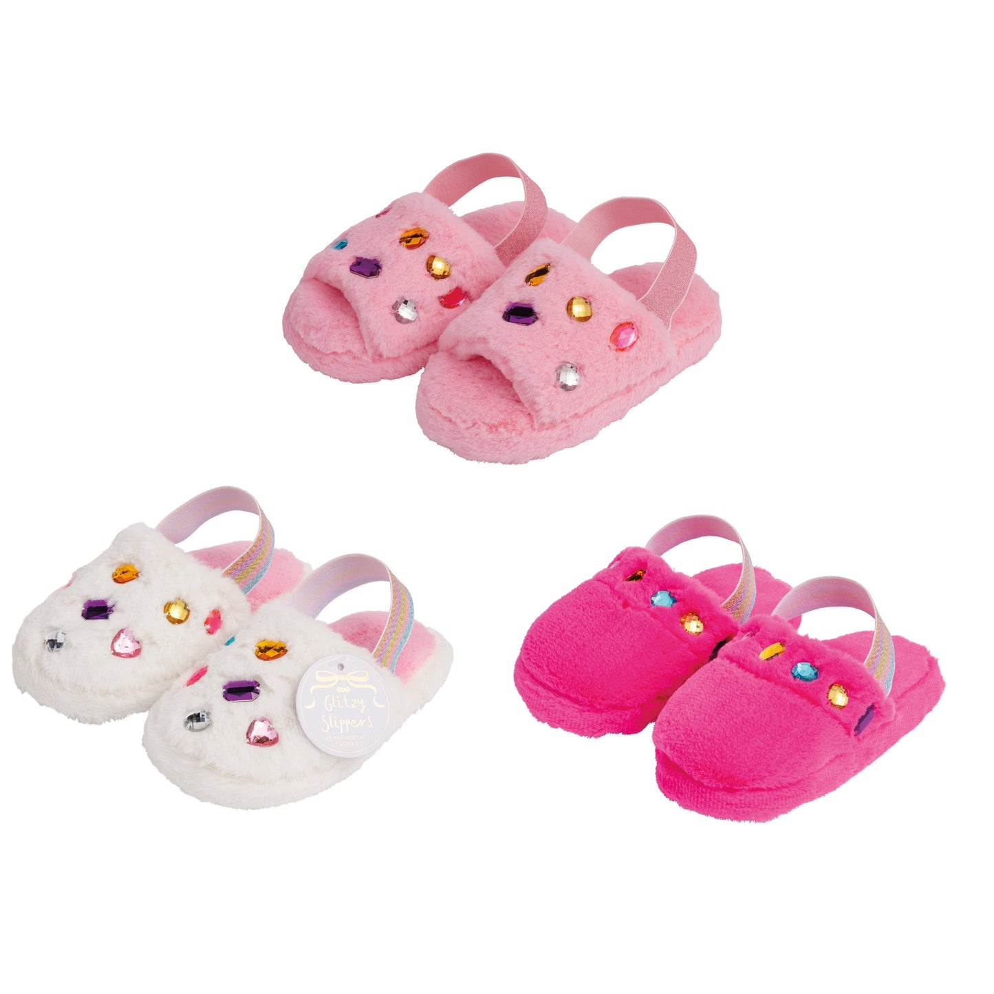 Mud Pie Jeweled Fur Slippers
