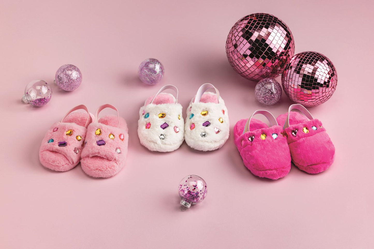 Mud Pie Jeweled Fur Slippers