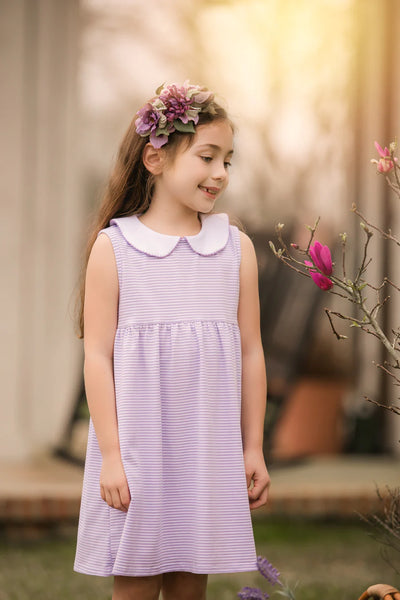 Lavender Stripe Charlotte Sleeveless Dress