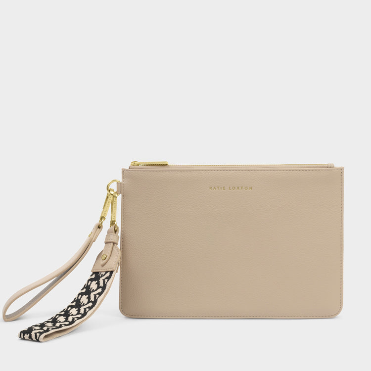 HALLIE WRISTLET POUCH | Light Taupe | 6 3/8" x 9 7/16" x 3/8"