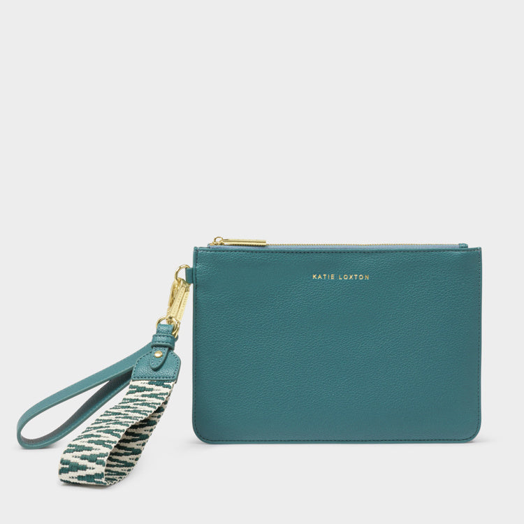 HALLIE WRISTLET POUCH | Teal | 6 3/8" x 9 7/16" x 3/8"