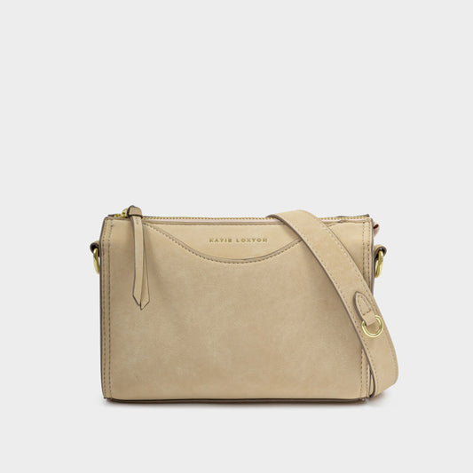 ALBA CROSSBODY BAG | Desert Sand Suedette| 5 15/16" x 8 1/4" x 2 3/8"
