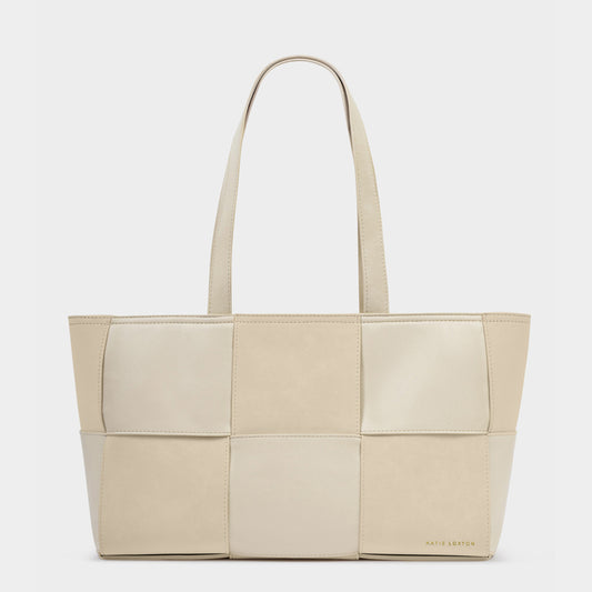 TAYA WOVEN SUEDETTE TOTE BAG | Off White / Off White Suedette | 9 7/16" x 14 9/16" x 4 3/4"