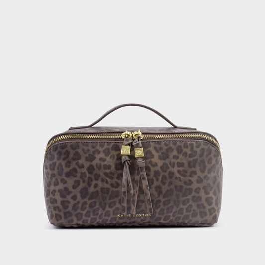 SOHO MEDIUM MAKE UP / WASH BAG | Leopard | 4 1/2" x 8 1/4" x 4 1/2"