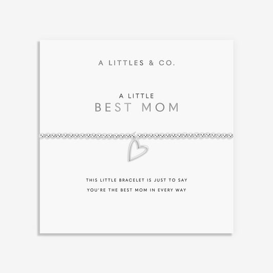 A LITTLE BEST MOM Silver Bracelet 6 7/8" stretch